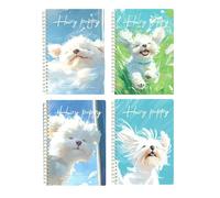 Quaderno a spirale con 4 libri, linea orizzontale, motivo: cucciolo nel vento