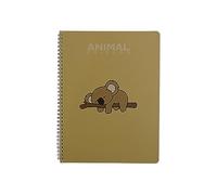 Quaderno a spirale con animali - 70 fogli staccabili, carta riciclata - Animal Friends Green (A5 - Quadretti 5mm, Koala Oliva)