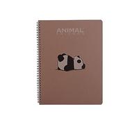 Quaderno a spirale con animali - 70 fogli staccabili, carta riciclata, Fori e tratteggio per strappo - Animal Friends Green (A4 - Righe 1R, Panda Mandorla)