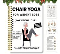Quaderno a spirale di 30 giorni di yoga su sedia per la perdita di peso, programma di yoga da seduti a basso impatto per anziani e principianti, diario per la perdita di peso con (1PCS)