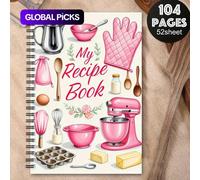 Quaderno a spirale durevole per ricette con design "Le mie ricette" e illustrazioni di utensili da cucina, pagine vuote per registrare ricette e note, rilegatura a spirale, regalo per le feste Quadern
