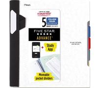 Quaderno a spirale Five Star + Study App, 5 argomenti, carta a righe, con divisori mobili a linguetta e tasche espandibili, 8-1/2"""" x 11"""" 200 fo