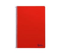 Quaderno a spirale leiderpapel a4 smart copertina morbida 80h 75gr a righe orizzontali con margine colore rosso