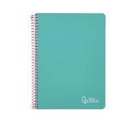 Quaderno a spirale leiderpapel a4 witty copertina rigida 80h 90g quadro 4mm con margine turchese