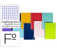 Quaderno a spirale Liderpapel Folio smart copertina morbida 80h 60gr quadro 4mm con margine colori assortiti