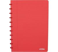 Atoma - Quaderno A4 ad anelli - 8 mm con Margine - 72 fogli staccabili (144 pagine) - Copertina in polipropilene riciclabile - Rosso trasparente 23806