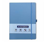 Quaderno A4 con copertina rigida a righe e blocco note a righe con portapenne, libro rilegato in custodia di alta qualità (blu cielo)