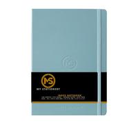 Quaderno A4 con copertina rigida in similpelle, pagine a righe A-Z, 264 pagine, 100 g/m², 21 x 29 cm, colore: azzurro cielo