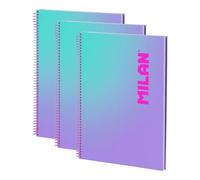 Quaderno A4 Milan Sunset - Pack 3 Copertina Rigida Quaderni a Spirale, Carta Sostenibile