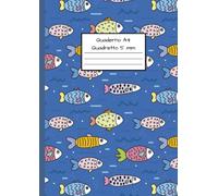 Quaderno A4 Quadretto 5 mm: Quaderno A4 grande formato, a quadretti da 5x5 mm - Adatto per scuola, ufficio e tempo libero- Copertina flessibile con illustrazione di pesce, mare, oceano