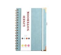 Quaderno A5 8,38 × 5,38 pollici Blocco note in pelle con 96 pagine a righe for lavoro, scuola, appunti, vari colori(Light blue)