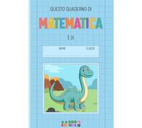 Quaderno A5 a quadretti 1cm con margini | Matematica | Prima seconda elementare | Tema Animali Dinosauri | Zoo School