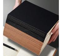 Quaderno A5/B5 in carta kraft/nero, taccuino minimalista con cucitura, a righe e a griglia, blocco note per studenti, quaderno bianco, diario da viaggio, taccuino per schizzi senza righe, diario di ap