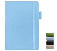 Quaderno A5 Bianco, Copertina Rigida, Carta Spessa 100GSM, 192 Pagine, Blu | Taccuino Pagine Bianche con Tasca Interna, Fascia elastica, portapenne, Diario, Blocco Note per Pianificazione, Apprendimento
