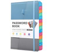 Quaderno A5 con linguette alfabetiche, ricaricabile, per informazioni di accesso al computer e al sito web, blu e grigio, archiviazione organizzata per dettagli di accesso, uso domestico e ufficio