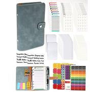 Quaderno A6, formato A6, 89 pezzi, in pelle, 6 fori, fogli sfusi, raccoglitore per notebook, raccoglitore per denaro, con carta di budget/calendario/carta in PVC, etichette