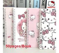 Quaderno ad anelli Hello Kitty formato A5/A7, 50 pagine spesse, articolo di cartoleria adatto per scuola, ufficio e uso quotidiano Modello casuale-1pz,Modello casuale-4 pezzi,A7-modello casuale 4 pezz