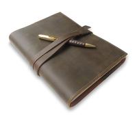 Quaderno Appunti in Pelle Ricaricabile con Elegante Penna in Set Regalo Diario