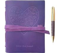 Quaderno Appunti in Pelle Viola Cuore di Fiori - A5 Diario di Viaggio Taccuino Pelle Viola Donna e Uomo Fatto a Mano - Agenda Pelle con Fogli Bianchi - 21 x 15 cm (8" x 6") - Regali Originali