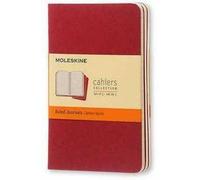 Quaderno Cahier Journal Moleskine pocket a righe rosso. Cranberry Red. Set da 3