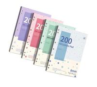 Quaderno con 200 pagine a righe, 4 confezioni | Copertina pastello minima e fori laterali per la pianificazione quotidiana dello studio