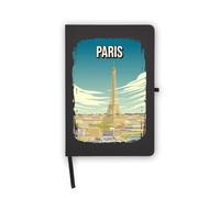 Quaderno con lo skyline della Torre Eiffel di Parigi, pagine bianche, copertina in similpelle, agenda, diario, quaderno di lavoro