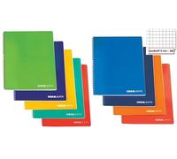 Quaderno con spirale A4 80f Quadretti 5mm copertina plastificata TINTA UNITA spiralato