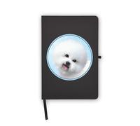 Quaderno da disegno di razza frisé con scritta "Dog Mom Dad Bichon Frise", pagine bianche, copertina in ecopelle, agenda, diario, quaderno di lavoro