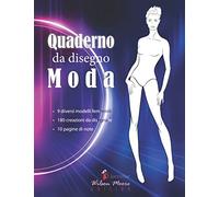 Quaderno da disegno moda: v1-6 Libro da disegno per designer di moda per adolescenti adulti 180 creazioni | 9 diverse silhouette di donne | Grande formato | donna al neon