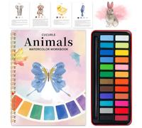 Quaderno di Acquerelli Animali - Watercolor Workbook per Principianti, Quaderno ad Acquerello con 24 Colori e Pennelli, Album da Colorare e Dipingere per Adulti e Adolescente, Set regalo d'arte