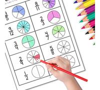 Quaderno di base sulle frazioni per bambini, educazione prescolare per imparare le frazioni in modo interessante, dal semplice al complesso. Contiene esercizi su muro delle frazioni, grafico delle fra