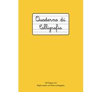 Quaderno di Calligrafia: 109 Pagine A4 Righe Larghe con Linea Tratteggiata in Mezzo per Scrittura a Mano, Hand Lettering, Appunti | Scuola, Ufficio, Tempo Libero | Giallo