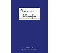 Quaderno di Calligrafia: 109 Pagine A4 Righe Larghe con Linea Tratteggiata in Mezzo per Scrittura a Mano, Hand Lettering, Appunti | Scuola, Ufficio, Tempo Libero | Blu
