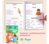 Quaderno di comprensione della lettura per bambini di 36 pagine, adatto per bambini di 3-6 anni, include storie e attività coinvolgenti per promuovere l'amore per la letteratura e incoraggiare la lett