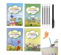 Quaderno di esercizi per bambini, cartoncino bianco 19x18 cm | Quaderno di esercizi Groove con penna, apprendimento riutilizzabile, scuola materna, quaderni di scrittura a mano con scanalature riutili