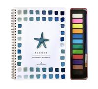 Quaderno di lavoro ad acquerello, 12 colori con quaderni per acquerelli, set con materiali per principianti, colori ad acquerello, con pennelli, quaderno di lavoro per bambini e adulti (mare)