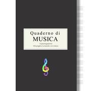 Quaderno di musica 12 pentagrammi: Quaderno pentagrammato grande, di 100 pagine numerate con indice. Dimensioni 21,59 x 27,94 cm (8,5 x 11 pollici, simile al formato A4) - Copertina morbida opaca