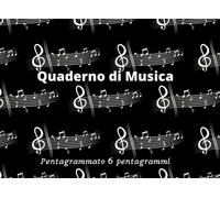Quaderno di Musica Pentagrammato: formato piccolo A5 orizzontale, 6 pentagrammi per pagina