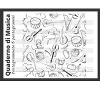 Quaderno di Musica Pentagrammato: formato piccolo A5 orizzontale, 6 pentagrammi per pagina
