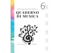 Quaderno di Musica pentagrammato per bambini A4: 6 pentagrammi grande per pagina, copertura gato, carta bianca di qualità 90 g/m²