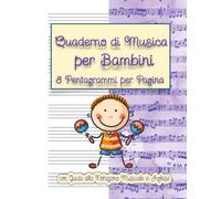 Quaderno di Musica per Bambini: 8 Pentagrammi per Pagina | con GUIDA alla NOTAZIONE MUSICALE in INGLESE