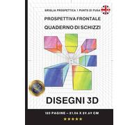 Quaderno di schizzi con carta a griglia prospettica a un punto: Quaderno in formato A4 con carta a griglia prospettica a un punto, perfetto per ... nei disegni architettonici e tecnici.
