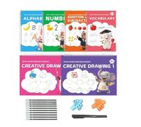 Quaderno di Scrittura 6 Pezzi Quaderno Riutilizzabile per Apprendimento | Libro Di Esercizi Addizioni E Sottrazioni Disegno Calligrafia Per Bambini Scuola 'Infanzia Aula Homeschool