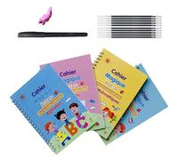Quaderno di Scrittura Magica 4 Groove Calligraphy French Libro Magico per Bambini per Imparare a Scrivere Quaderno con Inchiostro Magico per Riutilizzabile Calligrafia Pratica Libro (con 10 Ricariche)