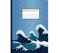 Quaderno formato A4: Quaderno A4 grande formato, a quadretti da 5x5 mm - Adatto per scuola, ufficio e tempo libero- Copertina flessibile con illustrazione di onda, oceano