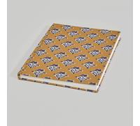 Quaderno formato A5 in cotone ocra con motivi neri