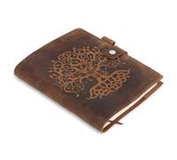 Quaderno in Pelle Vintage con Carta di Cotone, Fatto a Mano - Ideale come Quaderno da Viaggio o Diario Vintage per Scrivere pensieri, Taccuino di Note Premium - 21x16 cm