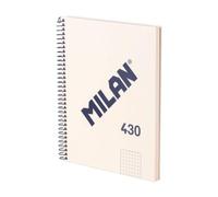 Quaderno Milan 430 A5 Copertina Rigida Spirale Quadri 80 Fogli 95g Beige