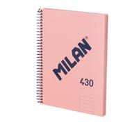 Quaderno Milan 430 A5 Spirale Copertina Rigida Carta Righellata 80 Fogli 95gr Rosa