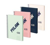 Quaderno Milan 430 - Pack 4 A5 Rigido Spirale 80 Fogli 95g